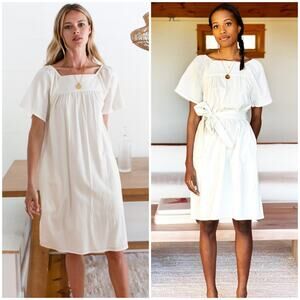 Emerson Fry India Collection XS/S Cream NEW Coletteette Short Shift Cotton Dress